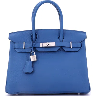 Pre-owned Hermes  Hermes Birkin Handbag Blue Togo With Palladium Hardware 30
