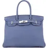 Pre-owned Hermes  Hermes Birkin Handbag Blue Togo With Palladium Hardware 30