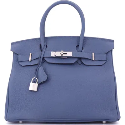Pre-owned Hermes  Hermes Birkin Handbag Blue Togo With Palladium Hardware 30