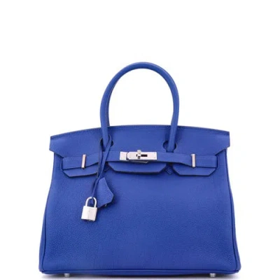 Pre-owned Hermes  Hermes Birkin Handbag Blue Togo With Palladium Hardware 30