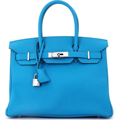 Pre-owned Hermes  Hermes Birkin Handbag Blue Togo With Palladium Hardware 30