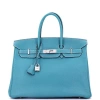 Pre-owned Hermes  Hermes Birkin Handbag Blue Togo With Palladium Hardware 35 In Blue