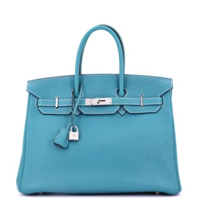 Pre-owned Hermes  Hermes Birkin Handbag Blue Togo With Palladium Hardware 35