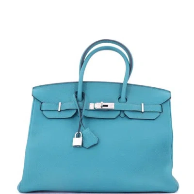 Pre-owned Hermes  Hermes Birkin Handbag Blue Togo With Palladium Hardware 35