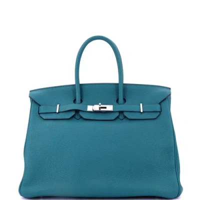 Pre-owned Hermes  Hermes Birkin Handbag Blue Togo With Palladium Hardware 35