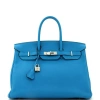 Pre-owned Hermes  Hermes Birkin Handbag Blue Togo With Palladium Hardware 35 In Blue