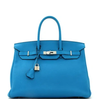 Pre-owned Hermes  Hermes Birkin Handbag Blue Togo With Palladium Hardware 35