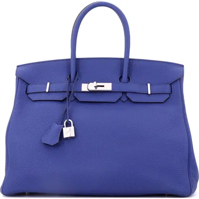 Pre-owned Hermes  Hermes Birkin Handbag Blue Togo With Palladium Hardware 35 In Purple