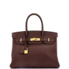 Pre-owned Hermes  Hermes Birkin Handbag Brown Clemence With Gold Hardware 30 In Brown