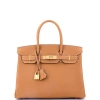 Pre-owned Hermes  Hermes Birkin Handbag Brown Clemence With Gold Hardware 30 In Brown
