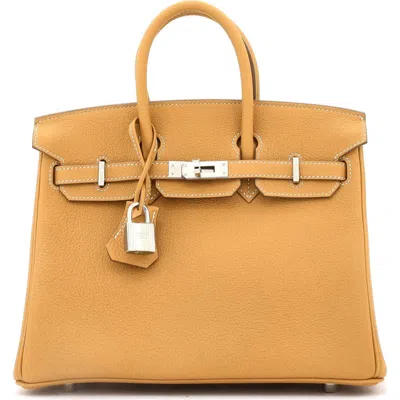 Pre-owned Hermes  Hermes Birkin Handbag Brown Clemence With Palladium Hardware 25