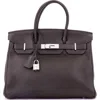 Pre-owned Hermes  Hermes Birkin Handbag Brown Clemence With Palladium Hardware 30 In Brown