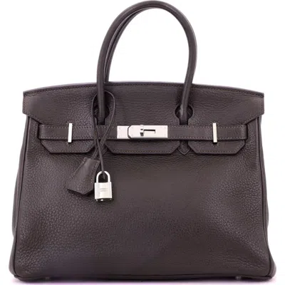 Pre-owned Hermes  Hermes Birkin Handbag Brown Clemence With Palladium Hardware 30