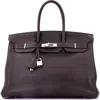 Pre-owned Hermes  Hermes Birkin Handbag Brown Clemence With Palladium Hardware 35 In Brown