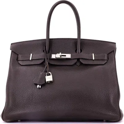 Pre-owned Hermes  Hermes Birkin Handbag Brown Clemence With Palladium Hardware 35