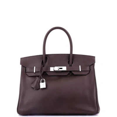Pre-owned Hermes  Hermes Birkin Handbag Brown Epsom With Palladium Hardware 30