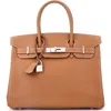 Pre-owned Hermes  Hermes Birkin Handbag Brown Epsom With Palladium Hardware 30 In Gold