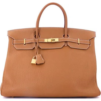 Pre-owned Hermes  Hermes Birkin Handbag Brown Fjord With Gold Hardware 40