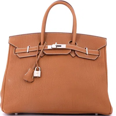 Pre-owned Hermes  Hermes Birkin Handbag Brown Fjord With Palladium Hardware 35