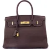 Pre-owned Hermes  Hermes Birkin Handbag Brown Novillo With Gold Hardware 30 In Brown