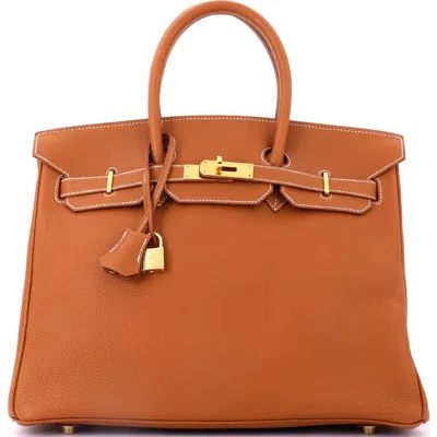 Pre-owned Hermes  Hermes Birkin Handbag Brown Togo With Gold Hardware 35 In Orange