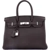 Pre-owned Hermes  Hermes Birkin Handbag Brown Clemence With Palladium Hardware 30 In Brown