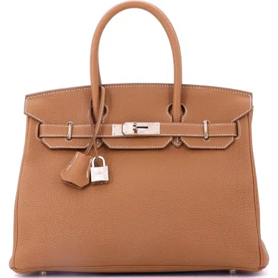 Pre-owned Hermes  Hermes Birkin Handbag Brown Togo With Palladium Hardware 30 In Gold
