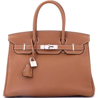 Pre-owned Hermes  Hermes Birkin Handbag Brown Togo With Palladium Hardware 30 In Gold