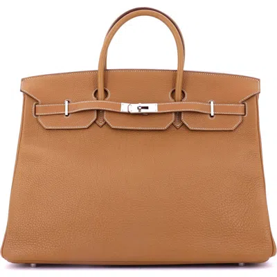 Pre-owned Hermes  Hermes Birkin Handbag Brown Togo With Palladium Hardware 40 In Gold
