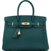 Pre-owned Hermes  Hermes Birkin Handbag Green Clemence With Gold Hardware 30