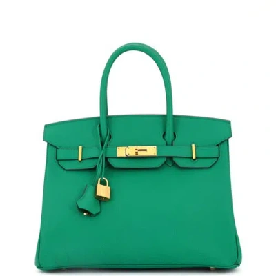 Pre-owned Hermes  Hermes Birkin Handbag Green Epsom With Gold Hardware 30