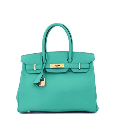 Pre-owned Hermes  Hermes Birkin Handbag Green Epsom With Gold Hardware 30
