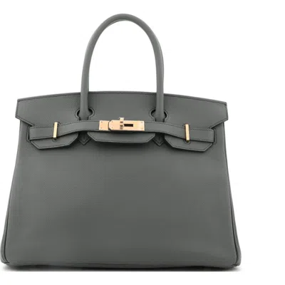 Pre-owned Hermes  Hermes Birkin Handbag Green Epsom With Gold Hardware 30