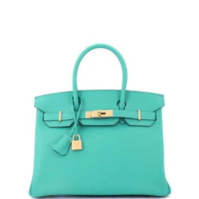 Pre-owned Hermes  Hermes Birkin Handbag Green Epsom With Gold Hardware 30