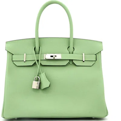 Pre-owned Hermes  Hermes Birkin Handbag Green Epsom With Palladium Hardware 30