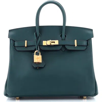 Pre-owned Hermes  Hermes Birkin Handbag Green Swift With Gold Hardware 25