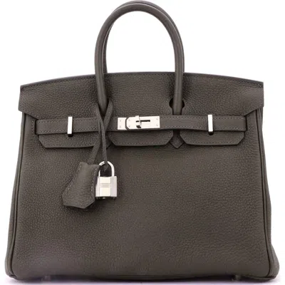 Pre-owned Hermes  Hermes Birkin Handbag Green Togo With Palladium Hardware 25 In Burgundy