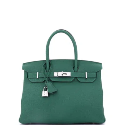 Pre-owned Hermes  Hermes Birkin Handbag Green Togo With Palladium Hardware 30