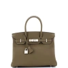 Pre-owned Hermes  Hermes Birkin Handbag Green Togo With Palladium Hardware 30 In Green