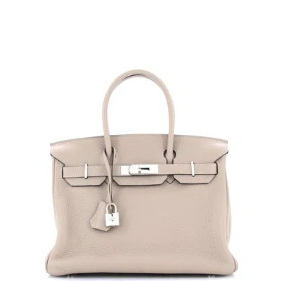 Pre-owned Hermes  Hermes Birkin Handbag Grey Clemence With Palladium Hardware 30