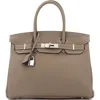 Pre-owned Hermes  Hermes Birkin Handbag Grey Clemence With Palladium Hardware 30 In Brown