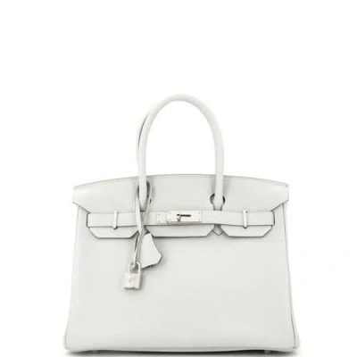 Pre-owned Hermes  Hermes Birkin Handbag Grey Clemence With Palladium Hardware 30 In Gray