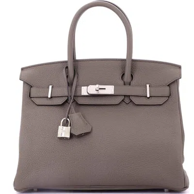 Pre-owned Hermes  Hermes Birkin Handbag Grey Clemence With Palladium Hardware 30 In Gray