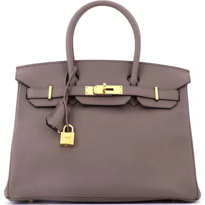 Pre-owned Hermes  Hermes Birkin Handbag Grey Epsom With Gold Hardware 30 In Brown