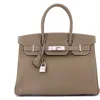 Pre-owned Hermes  Hermes Birkin Handbag Grey Epsom With Palladium Hardware 30 In Brown