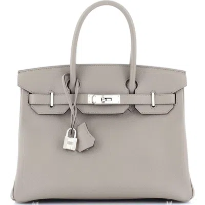 Pre-owned Hermes  Hermes Birkin Handbag Grey Epsom With Palladium Hardware 30 In Gray