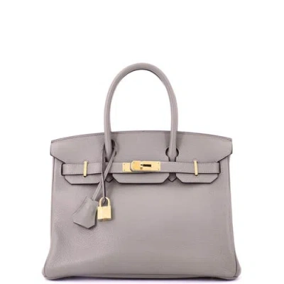 Pre-owned Hermes  Hermes Birkin Handbag Grey Novillo With Gold Hardware 30 In Gray