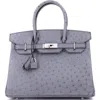 Pre-owned Hermes  Hermes Birkin Handbag Grey Ostrich With Palladium Hardware 30 In Gray