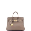 Pre-owned Hermes  Hermes Birkin Handbag Grey Swift With Gold Hardware 25 In Brown