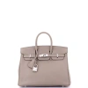 Pre-owned Hermes  Hermes Birkin Handbag Grey Swift With Palladium Hardware 25 In Gray